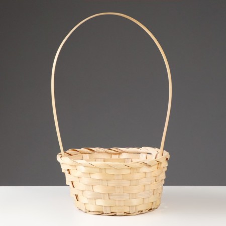 Bamboo wicker basket, d19xh9/32 cm, natural