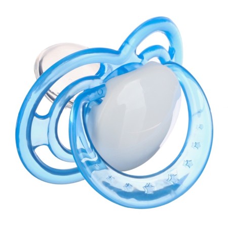 Nipple is an orthodhod dummy, with a cap, +12 months., Blue-3