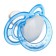 Nipple is an orthodhod dummy, with a cap, +12 months., Blue