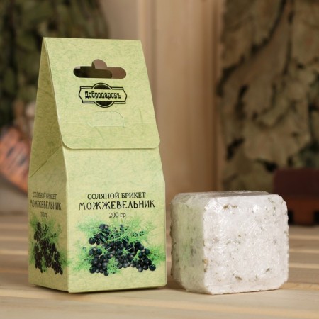 Salt briquette Cube "Juniper" 200 g "Dobroparov"