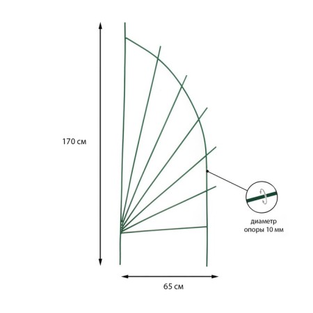 Trellis, 170 × 65 × 1 cm, metal, green, "sail"