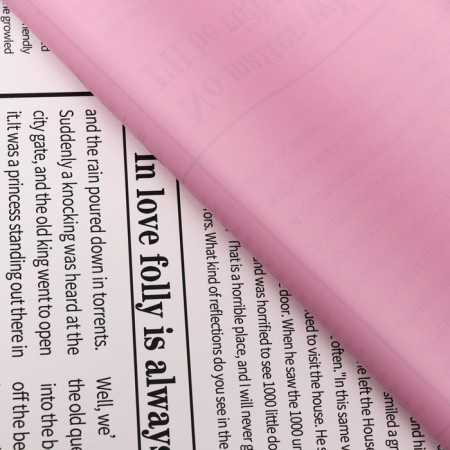 Matal film double -sided "newspaper" pink, 0.58 x 0.58 m-1