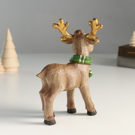 Souvenir Polystone "Olennian in a green scarf with golden horns" 7.3x12x18 cm-2