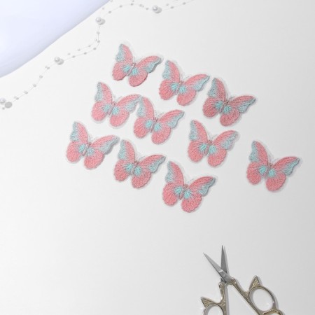 Knitted elements "Two -color butterflies", 5 × 4 cm, 10 pcs, pink/white color-1
