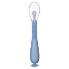 Spoon silicone nursery on a suction cup, in a container, blue color