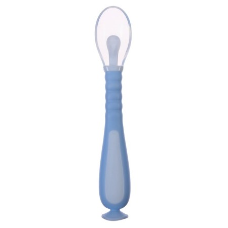 Spoon silicone nursery on a suction cup, in a container, blue color