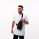 Male sling bag from textiles, headphones, green color