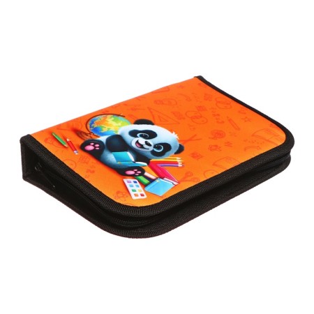 Penal 3 sections, tab inside, 140 x 210 x 40 mm, textiles, calligrata top block "Panda"-2