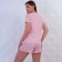 Female home set (T -shirt/shorts), powder color, size 50