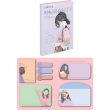 A set of blocks with a sticky edge of 115 x 158 mm, Devente Mentaly: 16x45 mm, 48x70 mm, 46x96 mm, 64x96 mm and 72x96 mm, 7 colors x 20 sheets, offset