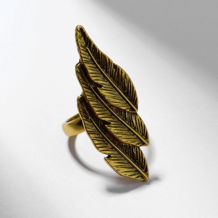 Ring "leaves" trio, color black gold, 17 size