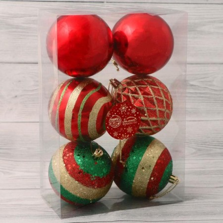 Set of balls plastic D-8 cm, 6 pcs "Beata mesh" mix-1