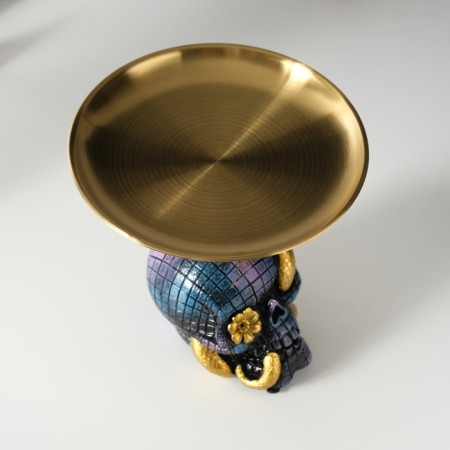 Souvenir Polystone stand "Cobra on a skull with a flower" 11x8.5x15 cm-5