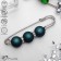 Trio pin 7 cm, ball №14, matte dark-green in silver