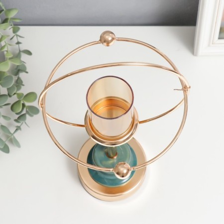 Summary of Metal for 1 candle "Saturn" gold and blue-green 32x15x15 cm-3