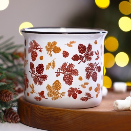 Ceramic "New Year's print" mug, 450 ml, white color-2