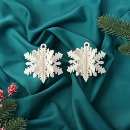Christmas tree decoration "Snowflake volumetric" (set 2 pcs) 7x6 cm, white