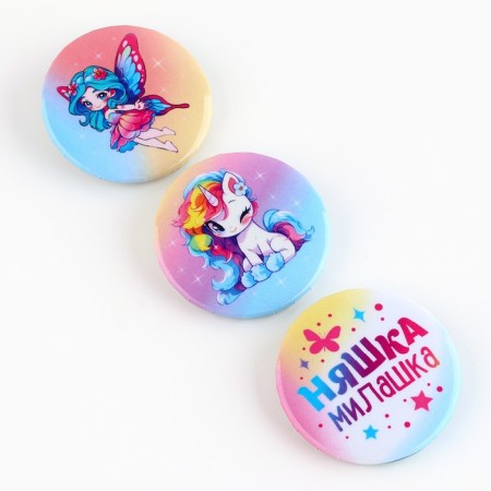 Set of icons "Nyashka cutie", d = 38 mm, 3 pcs-2