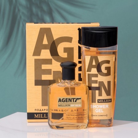 Gift set for men Agent Million: shower gel, 250 ml+ perfume water, 100 ml (based on 1 Million (P.Rebanne)