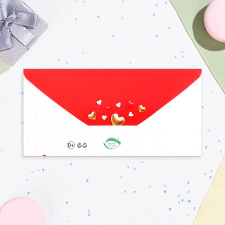 Money envelope "Happy Wedding Day!" Flower Heart, Congrev, Glitter, 16.5 x 8.5 cm-2