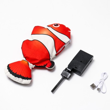 A toy for cats "Clown Fish" with a moving tail and with a USB-ship, 28 cm-1