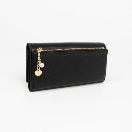 Women's wallet on magnets, black color-1