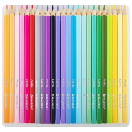 Colored pencils Brauberg Pastel, 24 pastel colors, three -sided, 3 mm neckline, 181851-3