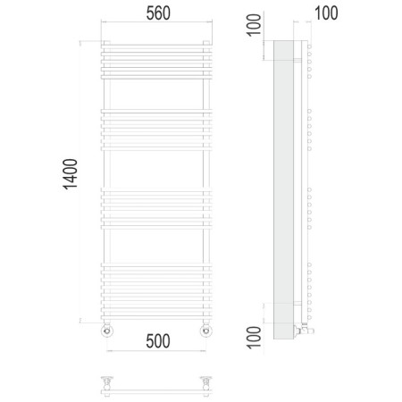 Water towel Terminus "Vatra" P25, 500x1400 mm, lower connection, chrome-2