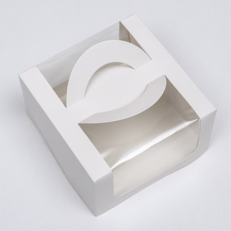 Box under the bento-port with a window, white, 14 x 14 x 8 cm-1