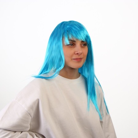 Carnival wig "shine", blue color