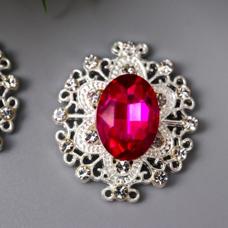 Decor for creativity Metal "Medallion Patal" bright pink crystal set 2 pcs 2.6x2.4 cm 1071417-1