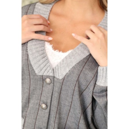 Cardigan female, size 52, gray color-6