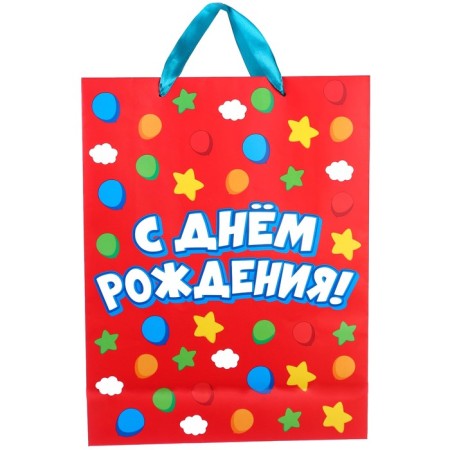 Gift package "Happy Birthday" 31x40x11.5 cm, packaging, blue tractor-2