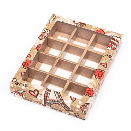 Box for sweets, brown, 12 pcs, craft, "Paris" 19 x 15 x 3.6 cm-2