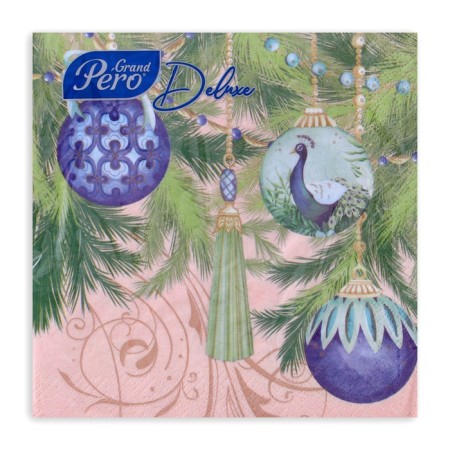 New Year's napkins paper Grandpero Deluxe "Luxurious Christmas tree", 3 layers, 33x33 cm, 20 pcs-2