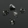 Rhinestones in DSAPs (set 5 pcs.), 6 × 10 mm, black color in silver