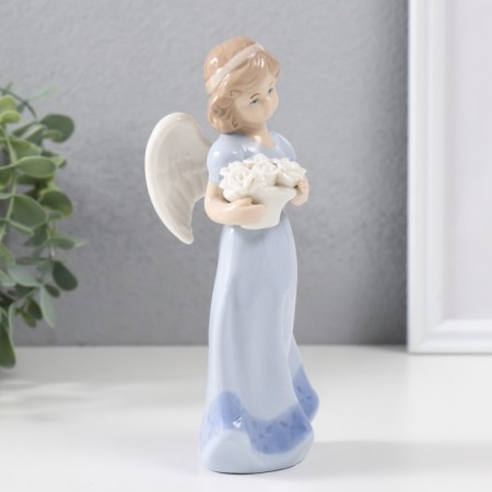 Souvenir Ceramics "Angel Observing Flowers" 18x7.5x6 cm-1