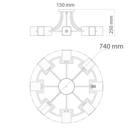 Tetro chandelier, size 74x25x74 cm, 480W 8xe14 IP 20-3