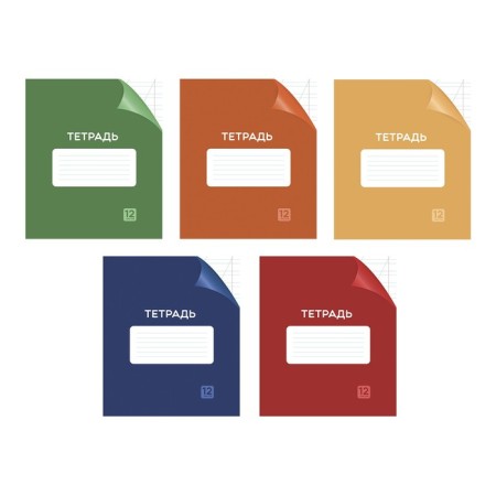 Notebook 12 sheets in the slanting line is a plain "Classic with a corner", cover coated cardboard, VD-pilan, block No. 2 (gray sheets), mix