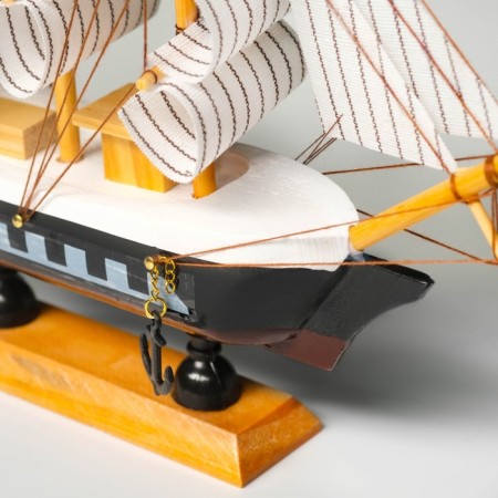 Souvenir Small Small “Three -Mature”, black sides with a white strip, white sails, 20 × 5 × 19 cm-8