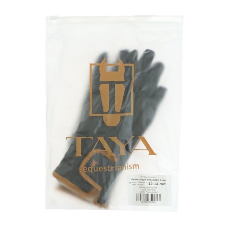 Taia Equestrianism riding gloves, size 12-14 children, black ve TG4-Black-4