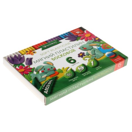 Soft plasticine (wax), 6 colors, 90 g, Globus, with aloe vera, with a stack-1