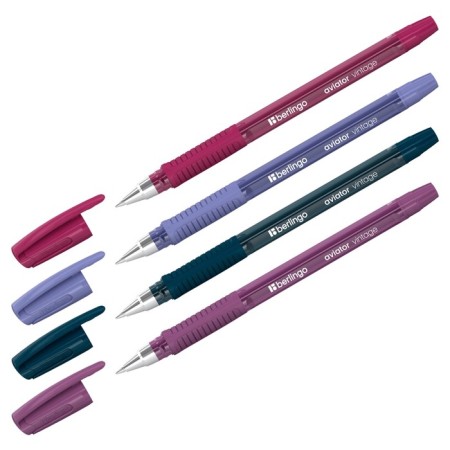 Ballpoint handle Berlingo "Aviator Vintage" Blue, 0.7mm, flu, Mix case