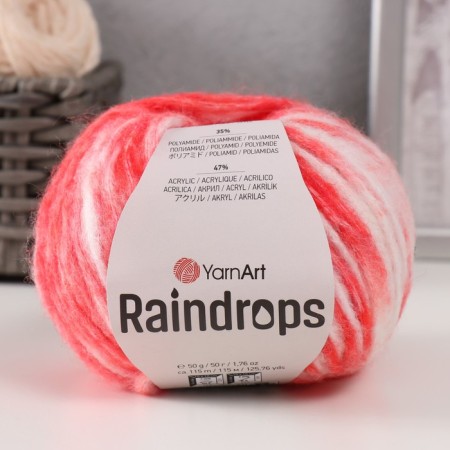 Rindrops yarn 18% wool, 35% polyamide, 47% acrylic 115m/50g (2908 coral melange)