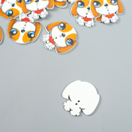 Buttons wood for creativity 2 punctures "puppy" set of 15 pcs 3x3 cm-1