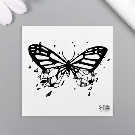 Tattoo on the body Black "Butterfly with Shards" 6x6 cm-3