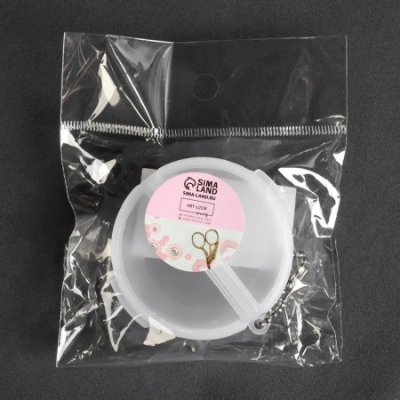 Organizer for needlework, with a chain, 2 compartments, d = 6 × 1.7 cm, the color is transparent-2