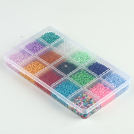 Set for creating jewelry, 15 colors, size 1 piece: 3 mm., Fishing line, scissors-3