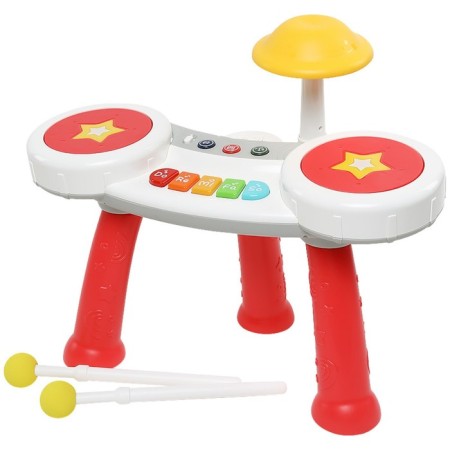 Musical Children's Center Everflo Star Drums HS0496210, white-red color-1