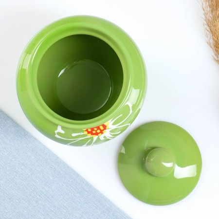 Set of pots "Gift with a sequence" 4x0.85l / 27x21x13cm, chamomile green-3